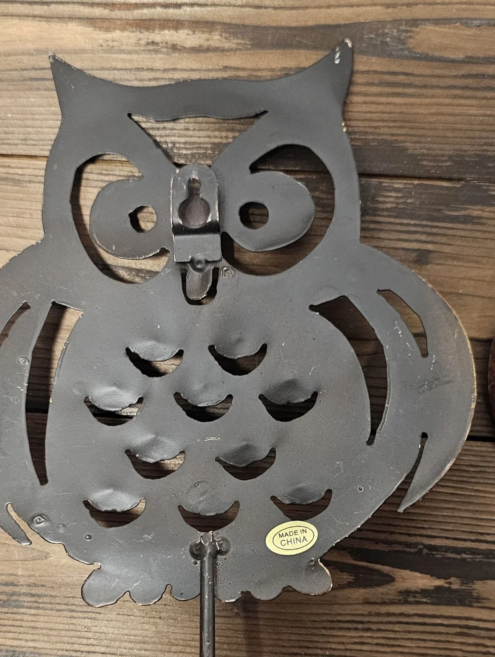 Set of 2 Rustic Metal Owl Wall Hooks Farmhouse Cabin Decor Key Towel Hangers